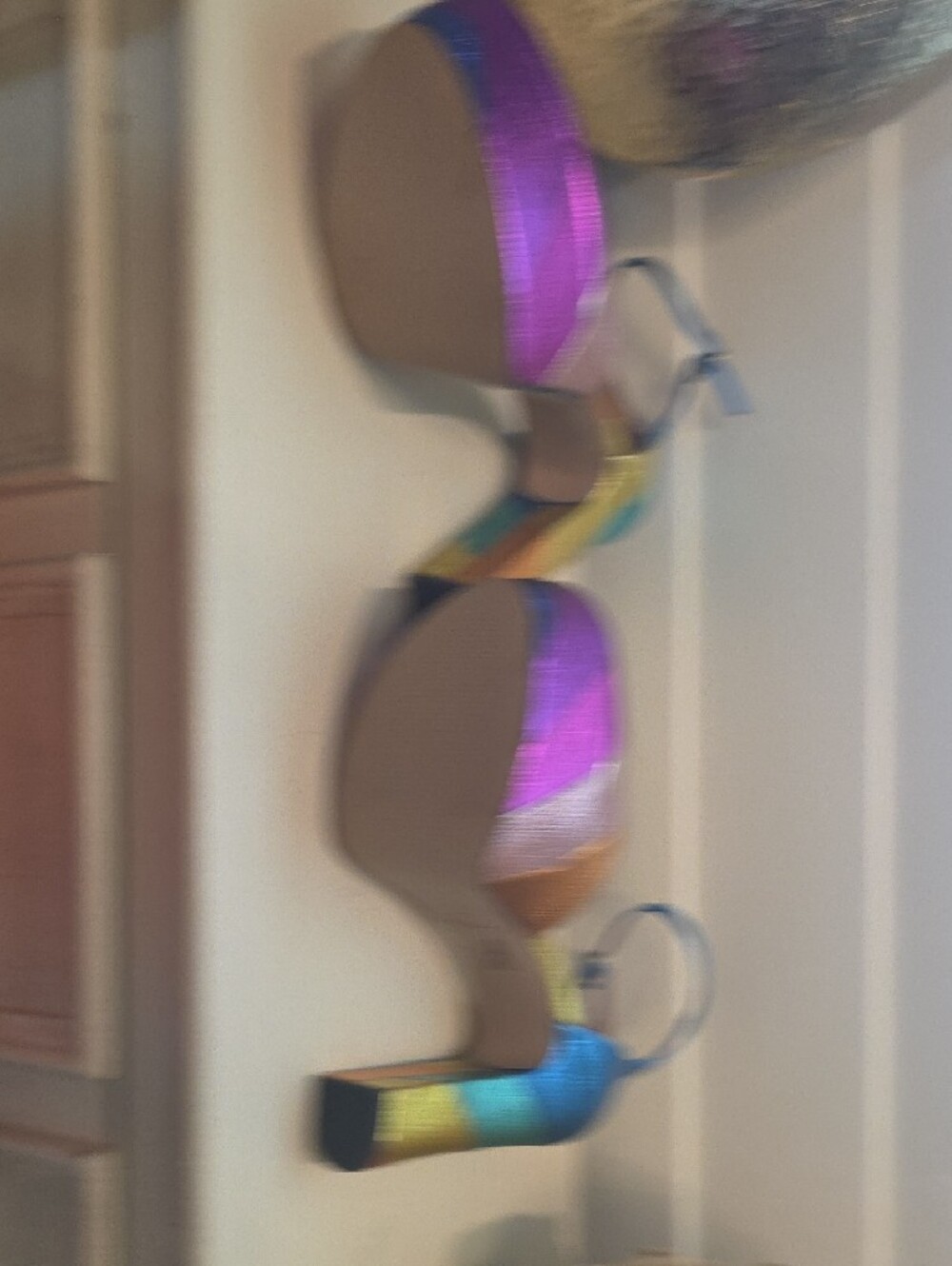 New Kurt Geiger Metallic Purple & Blue Ankle-Strap Platform Sandals - Picture 5 of 5